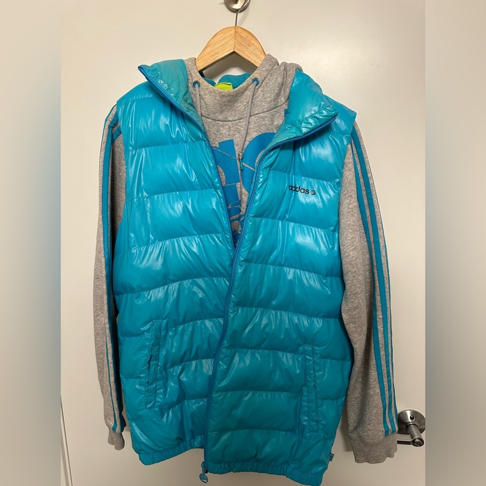 Adidas hoodie + down vest